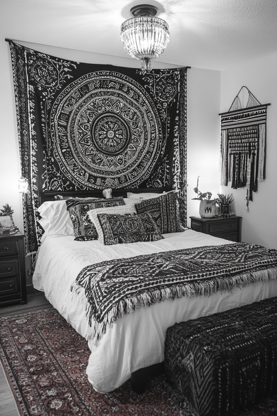 Monochrome Boho Bedroom