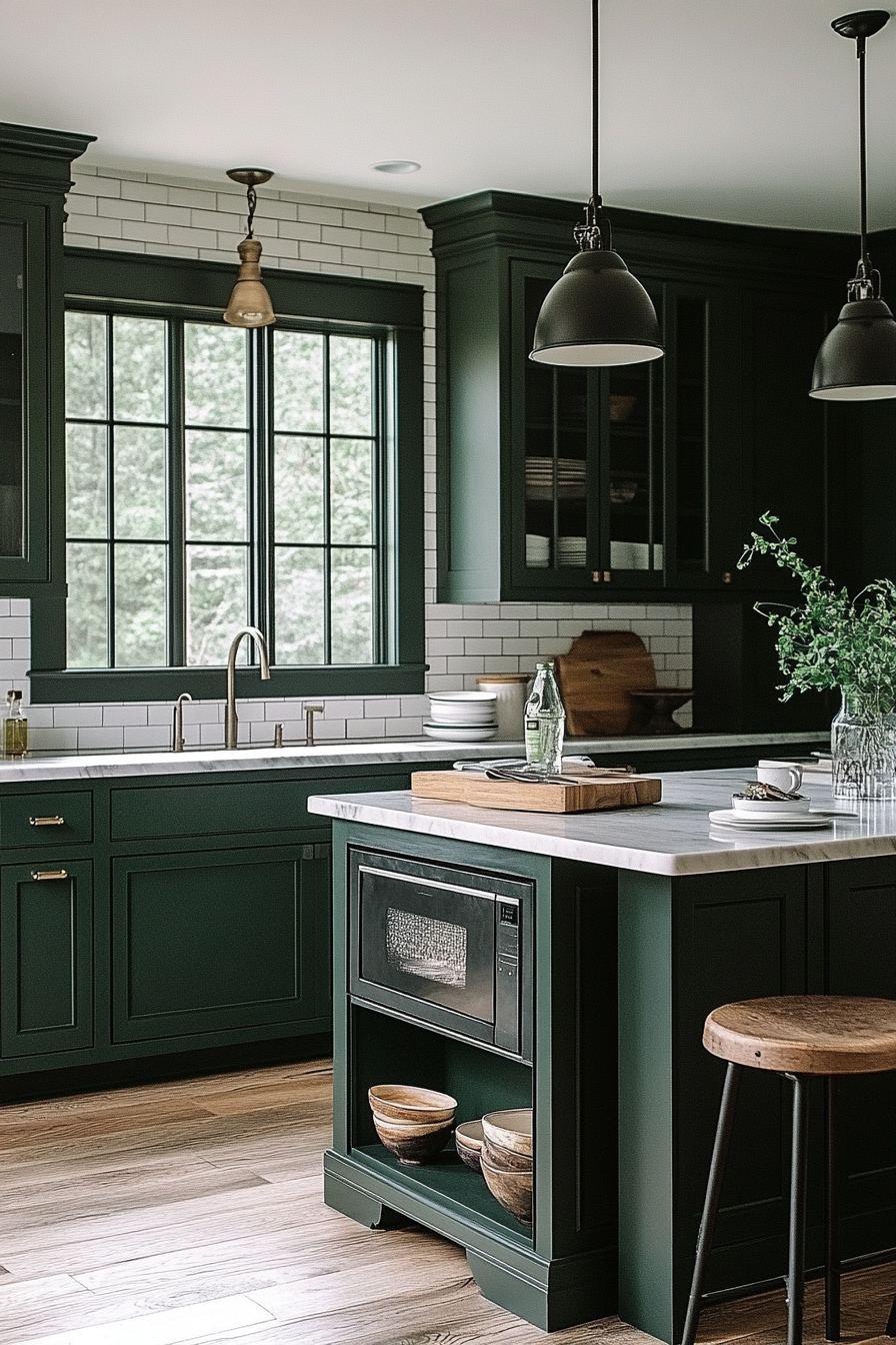 dark green kitchen cabinets