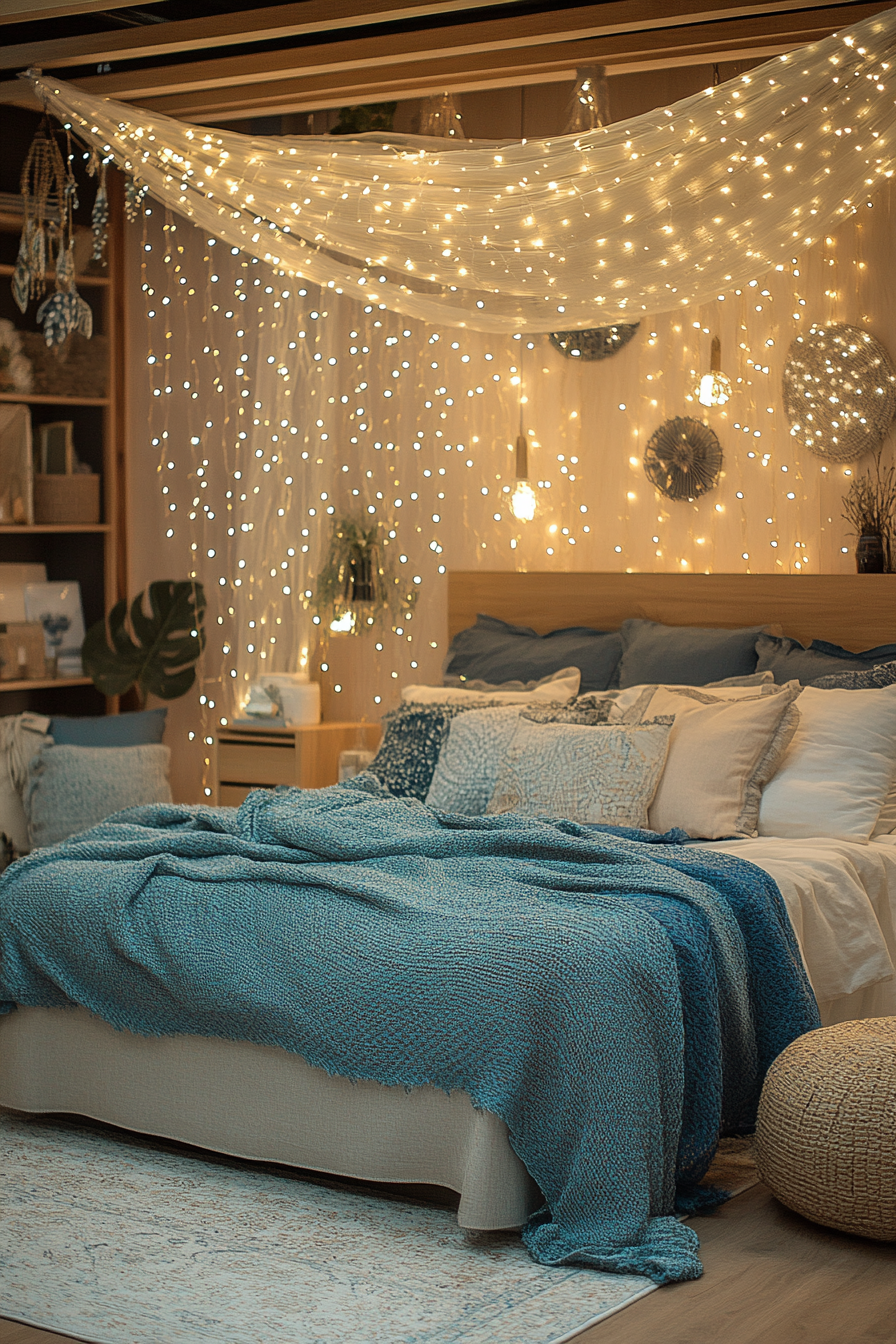 boho fairy lights bedroom ideas