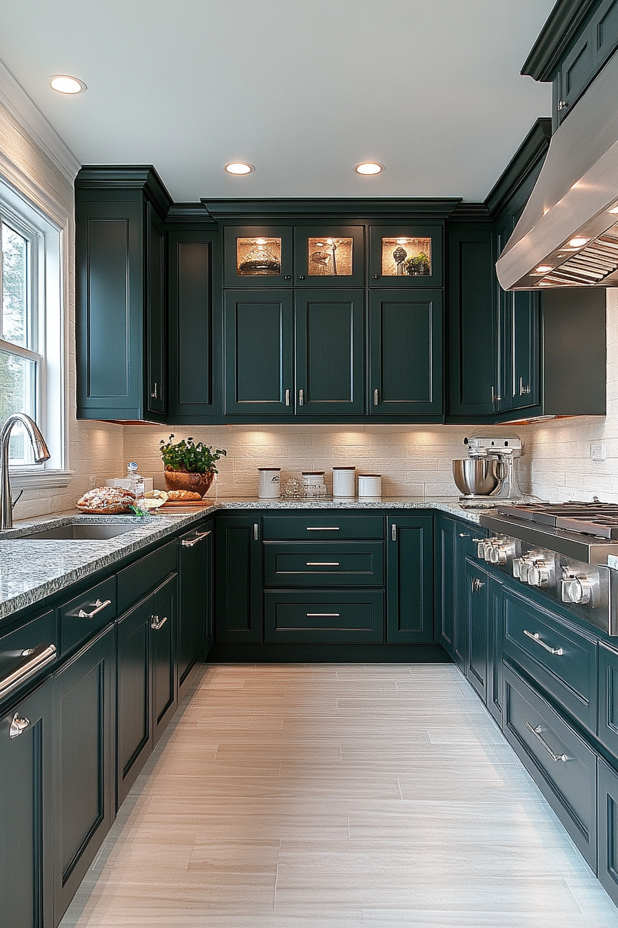 dark green kitchen cabinets