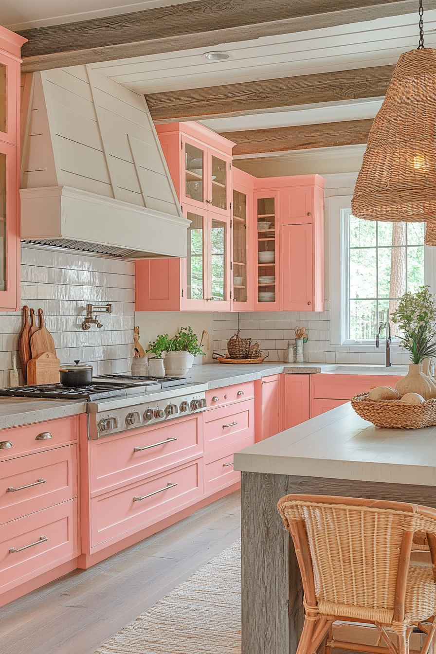 pink kitchen cabinets