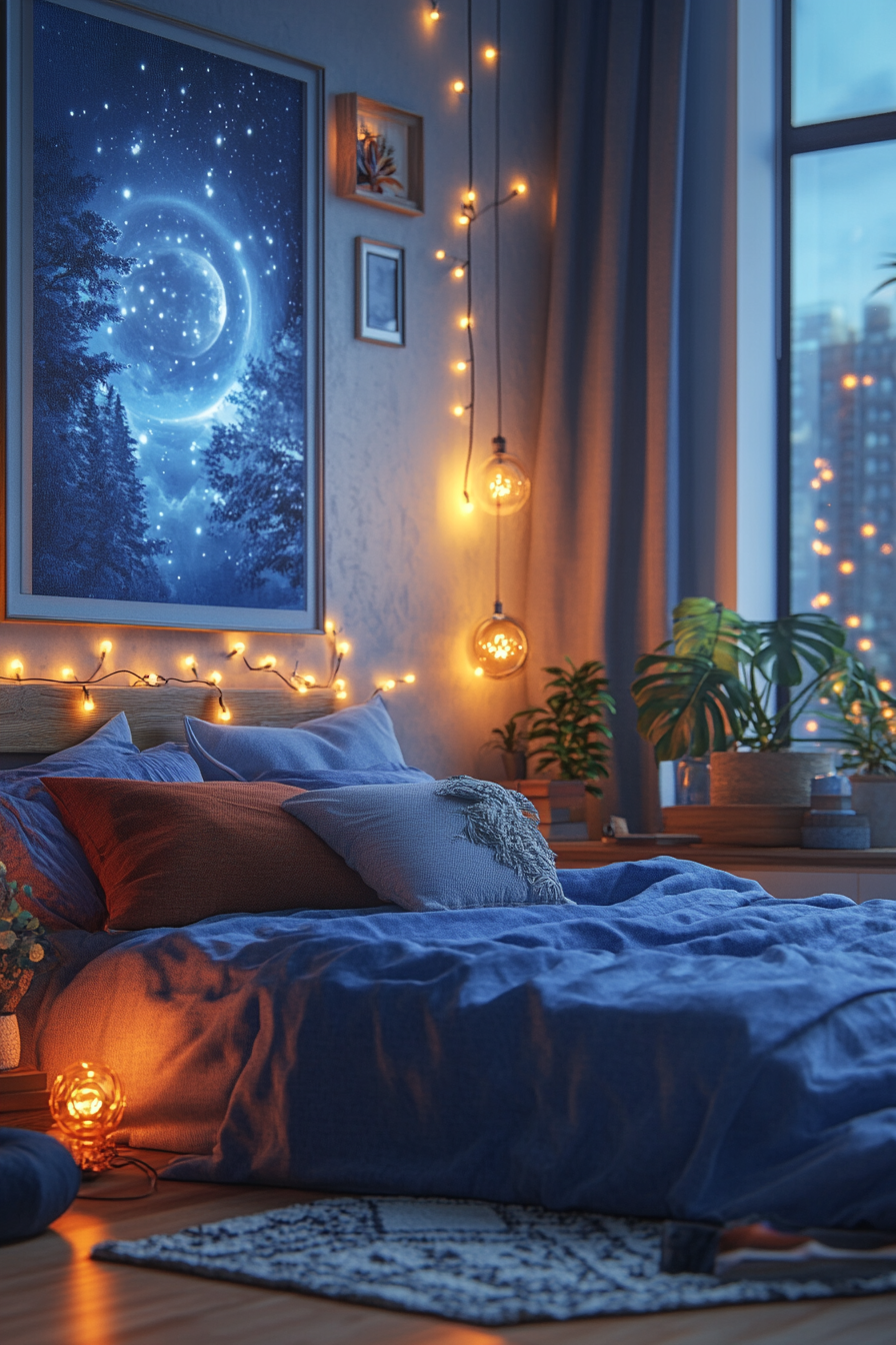 boho fairy lights bedroom ideas