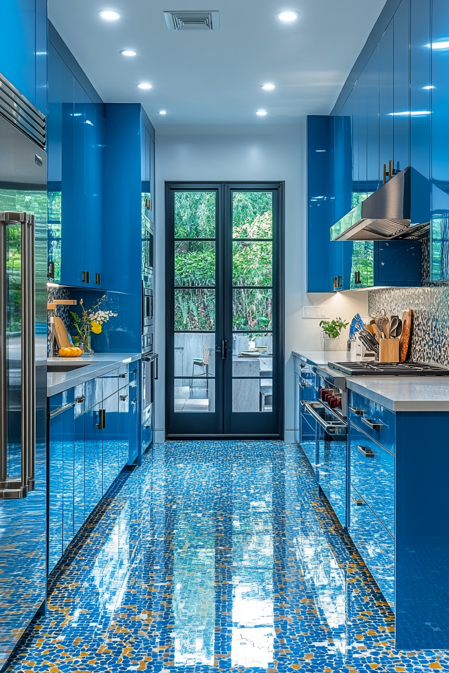 blue kitchen cabinets