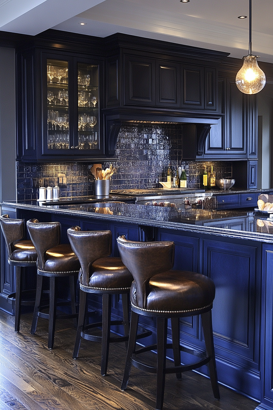 blue kitchen cabinets