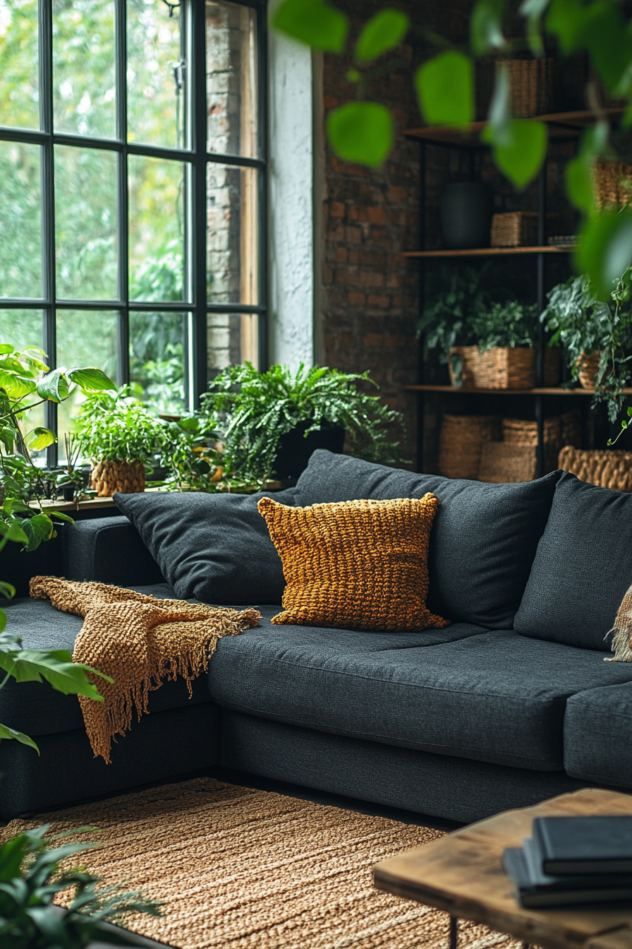 Dark grey sofa living room