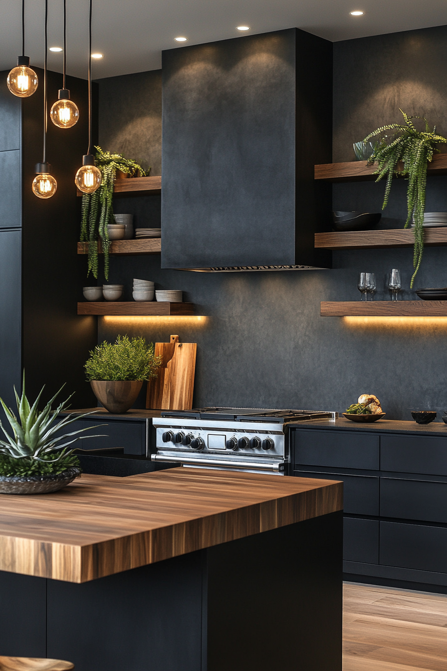 black kitchen cabinets