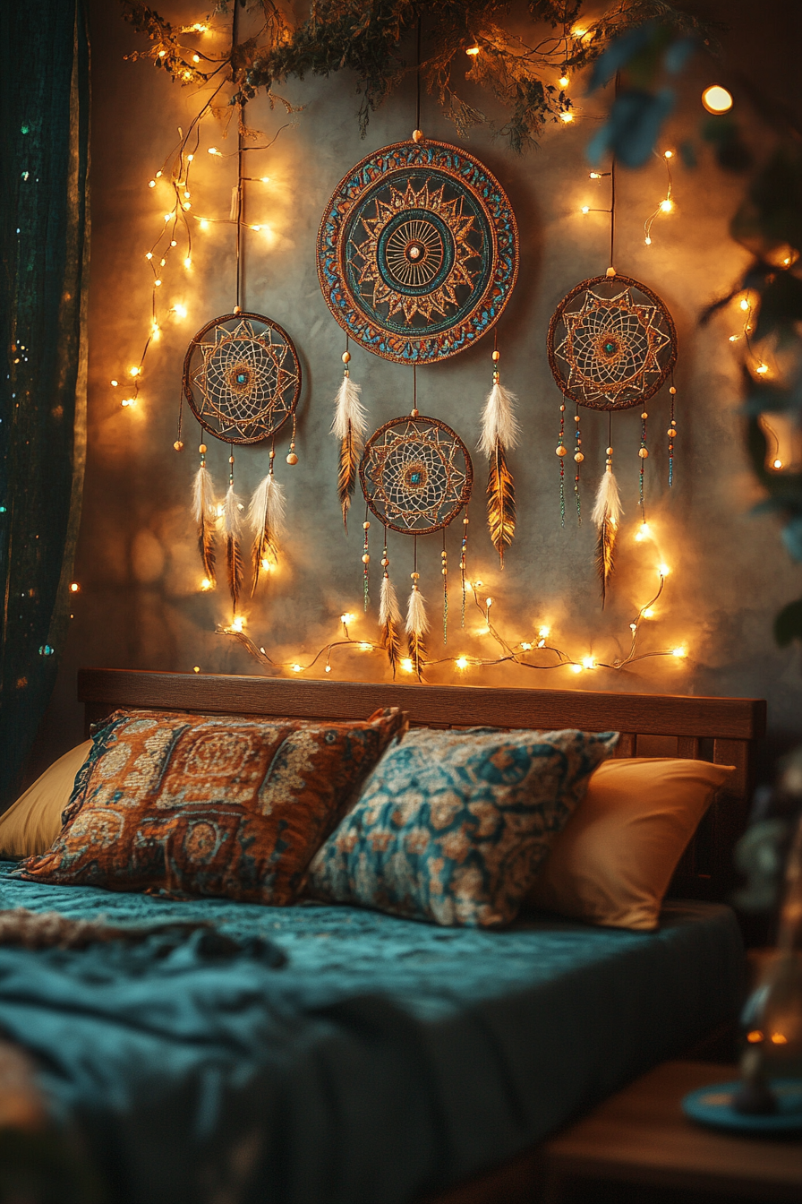 boho fairy lights bedroom ideas