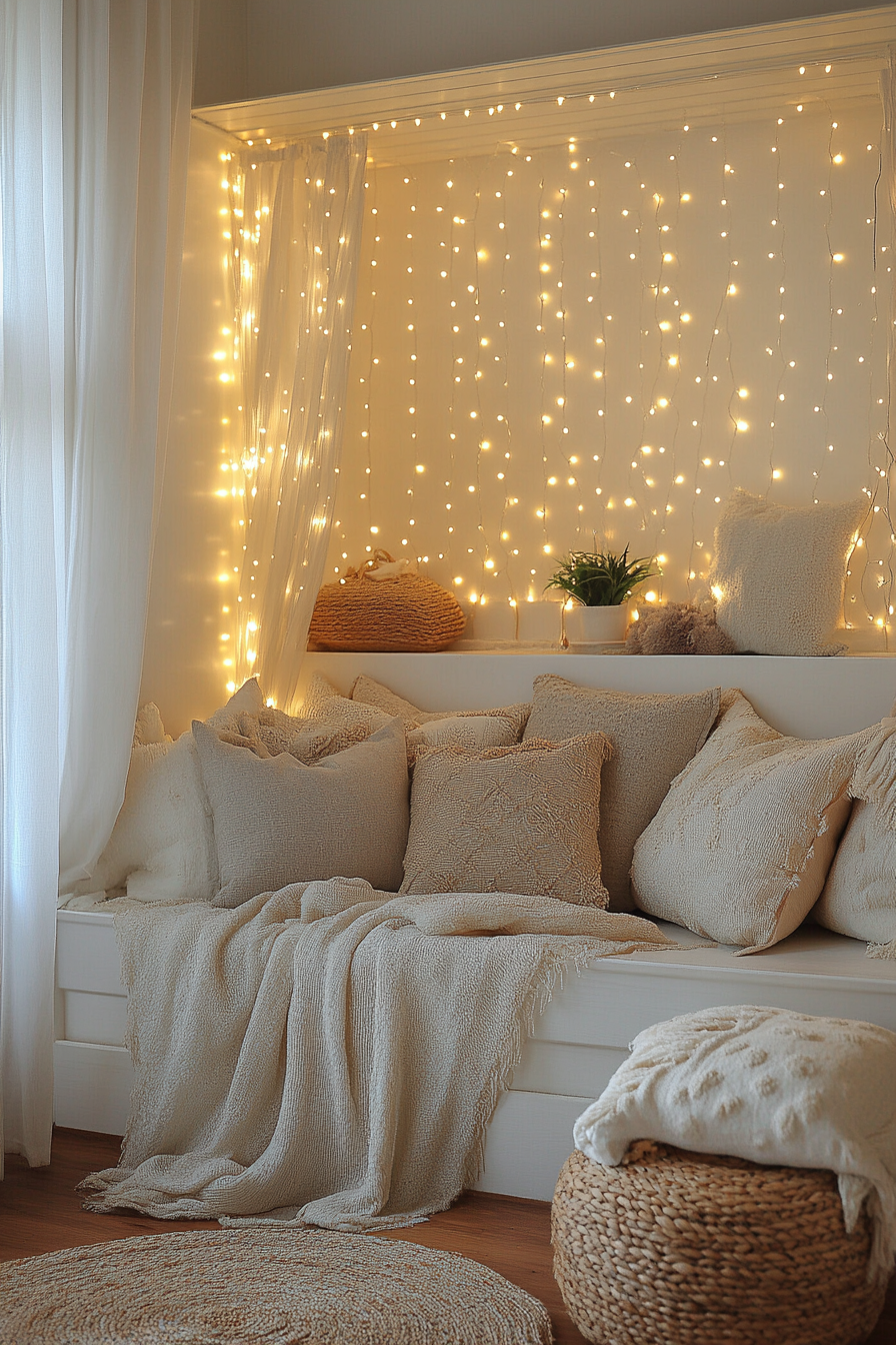 boho fairy lights bedroom ideas