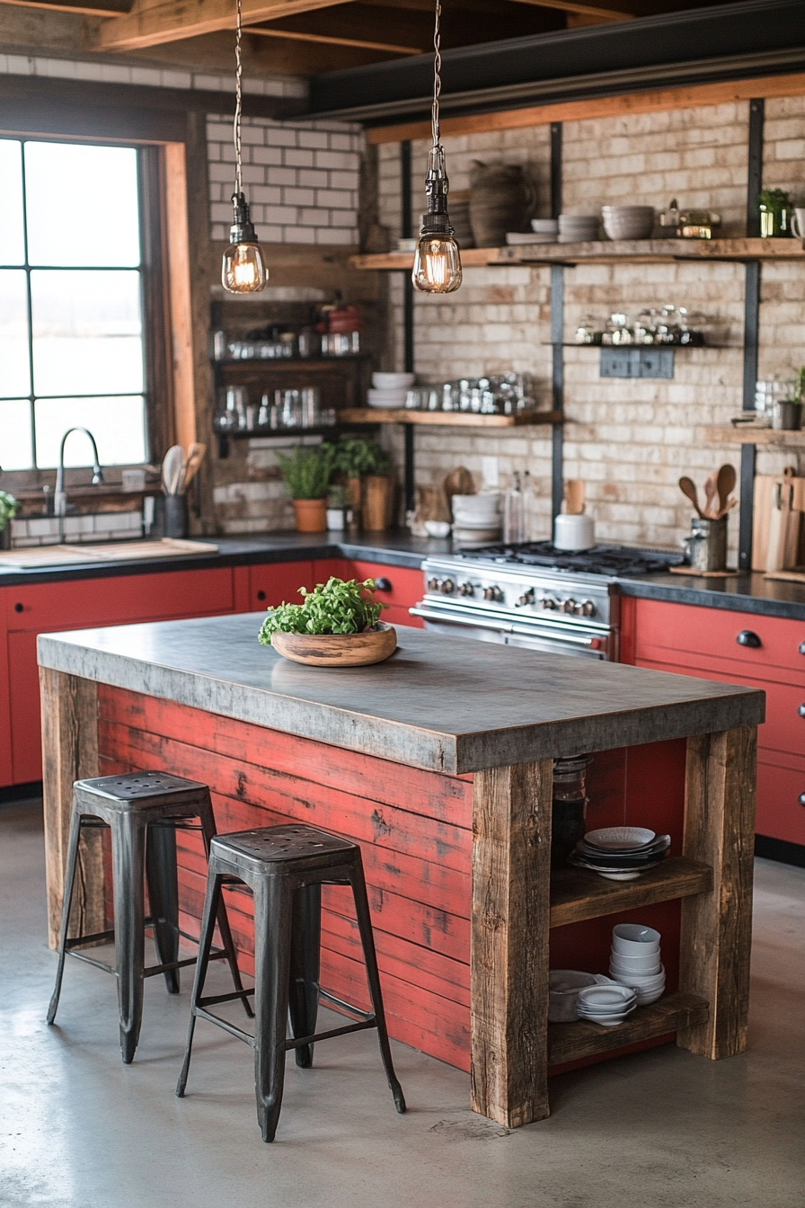 red kitchen cabinets