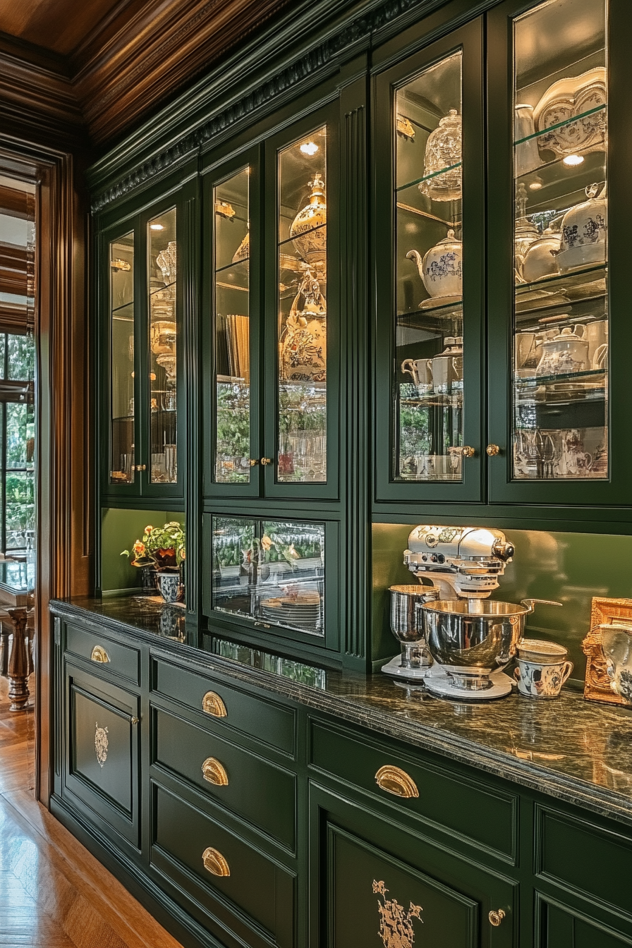 dark green kitchen cabinets