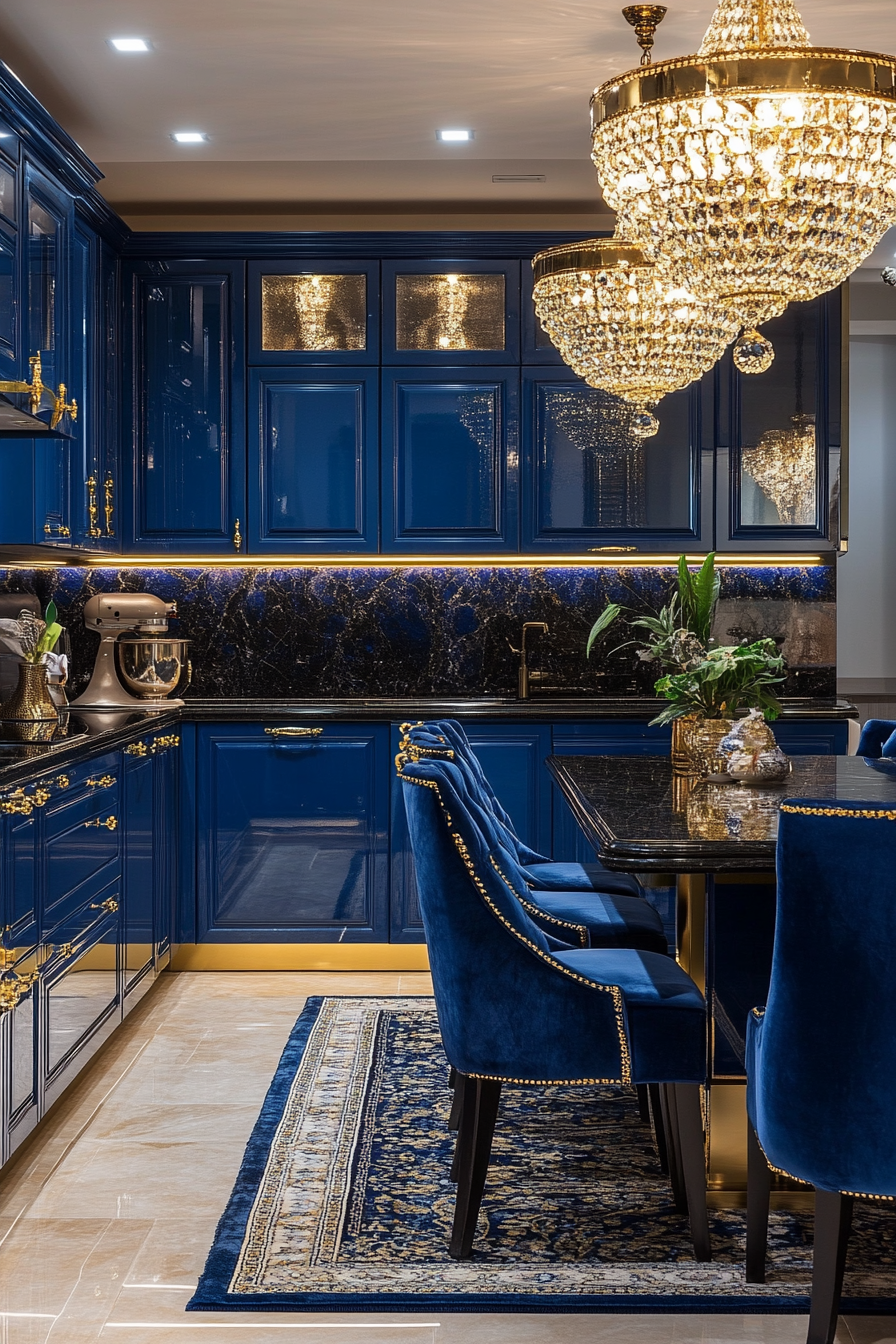 blue kitchen cabinets