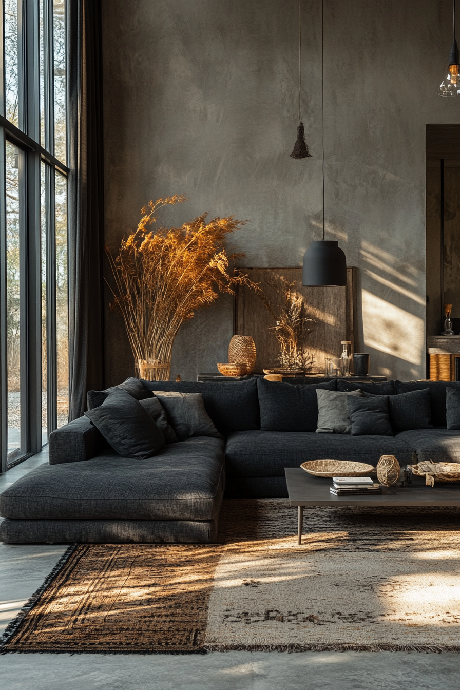 Dark grey sofa living room