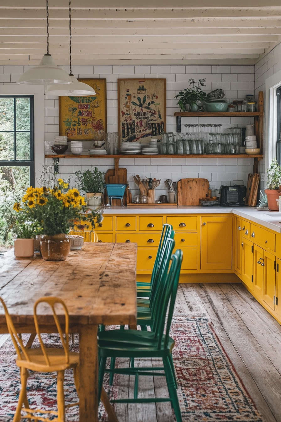 yellow kitchen cabinets