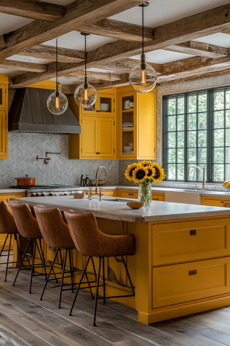 yellow kitchen cabinets