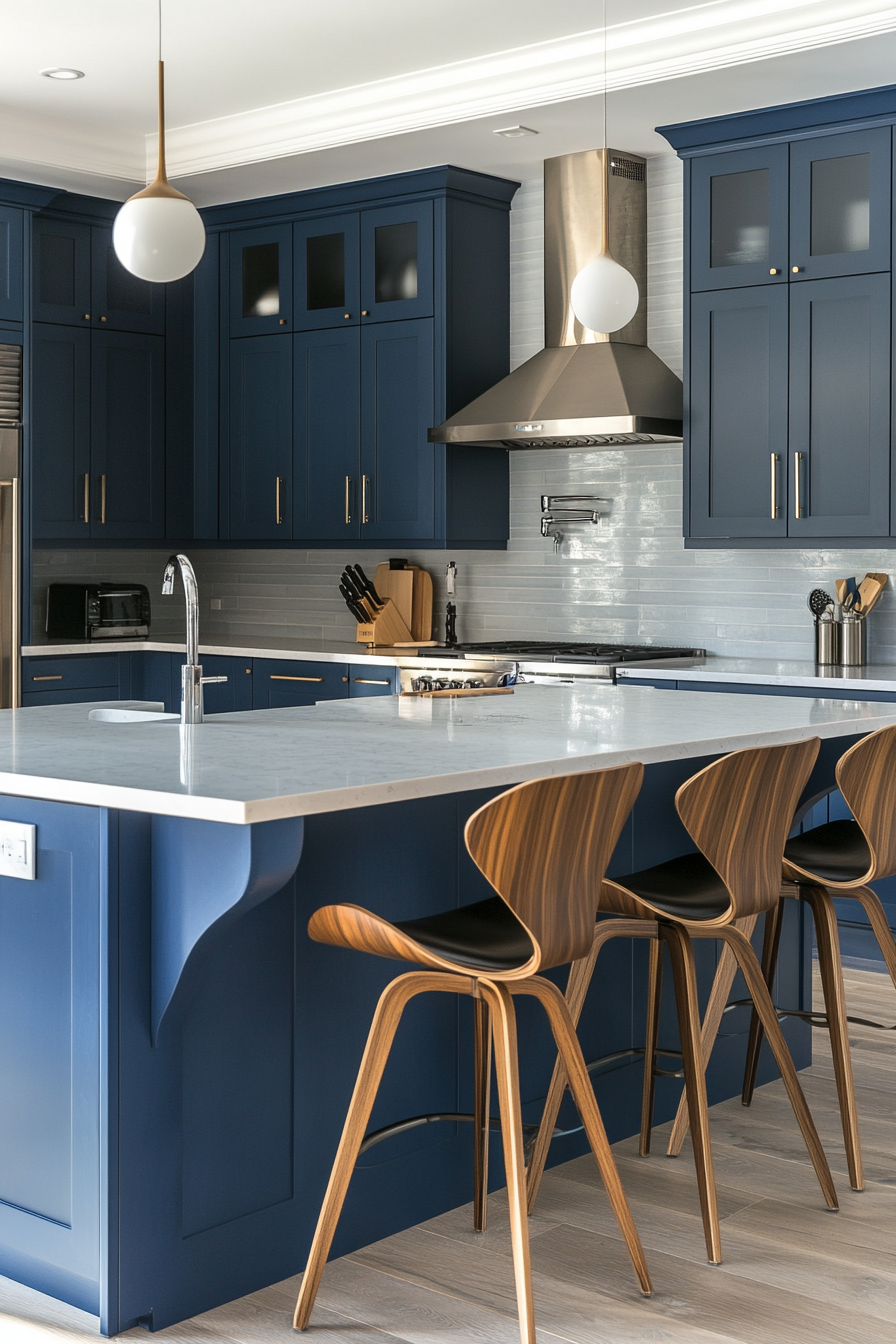 blue kitchen cabinets