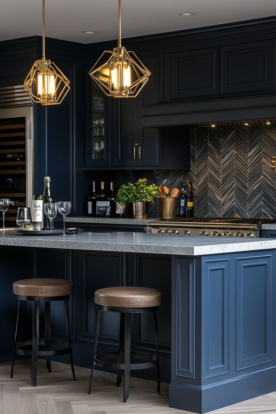 blue kitchen cabinets