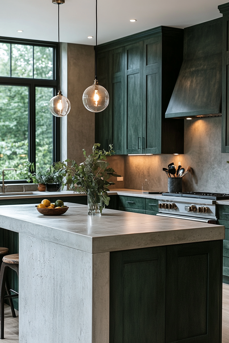 dark green kitchen cabinets