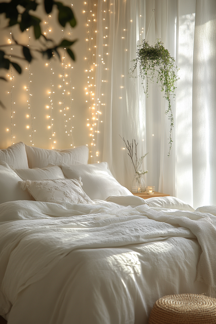 boho fairy lights bedroom ideas