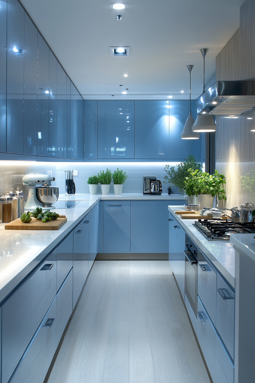 blue kitchen cabinets