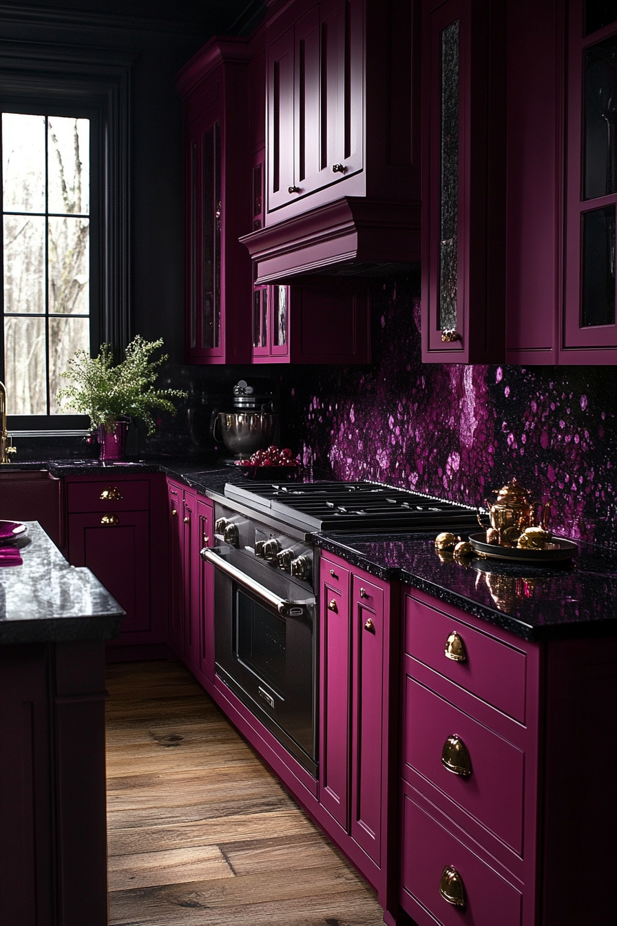 red kitchen cabinets