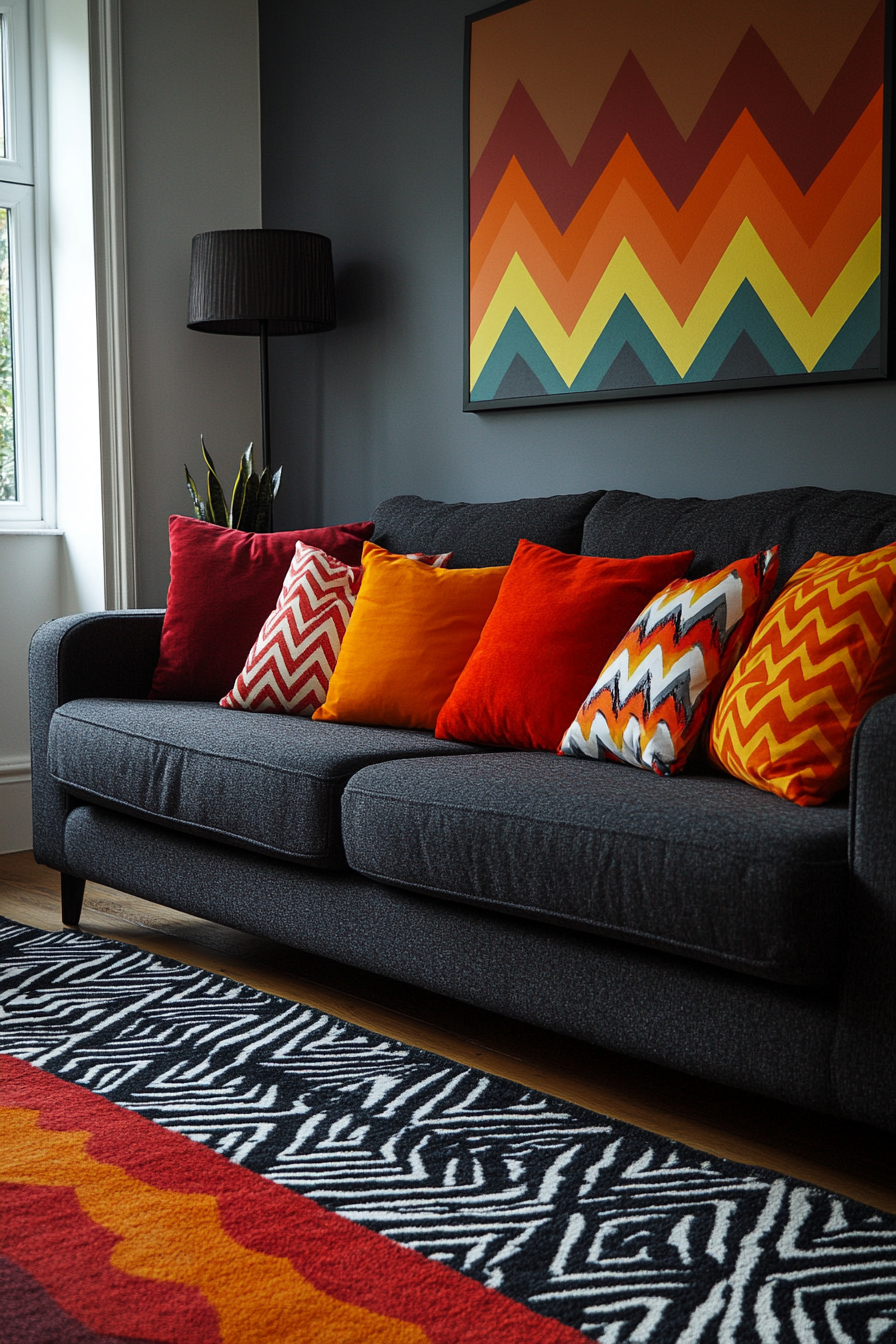 Dark grey sofa living room