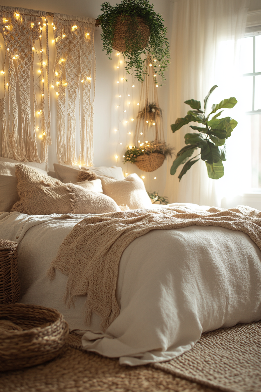 boho fairy lights bedroom ideas