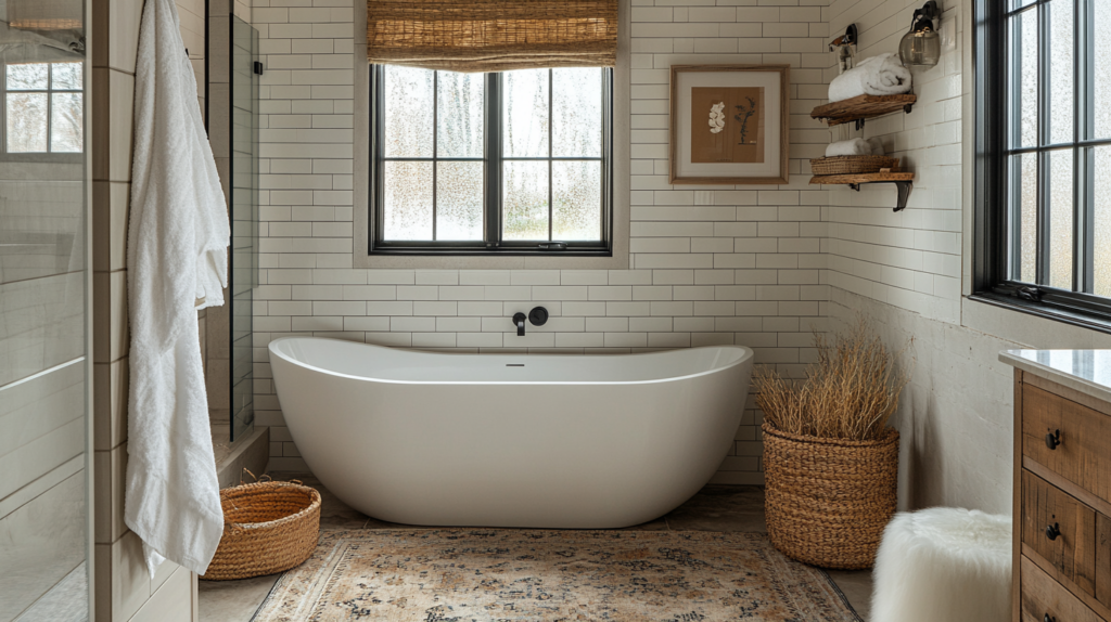 Small Bathroom With Tub And Shower Combo Farmhouse