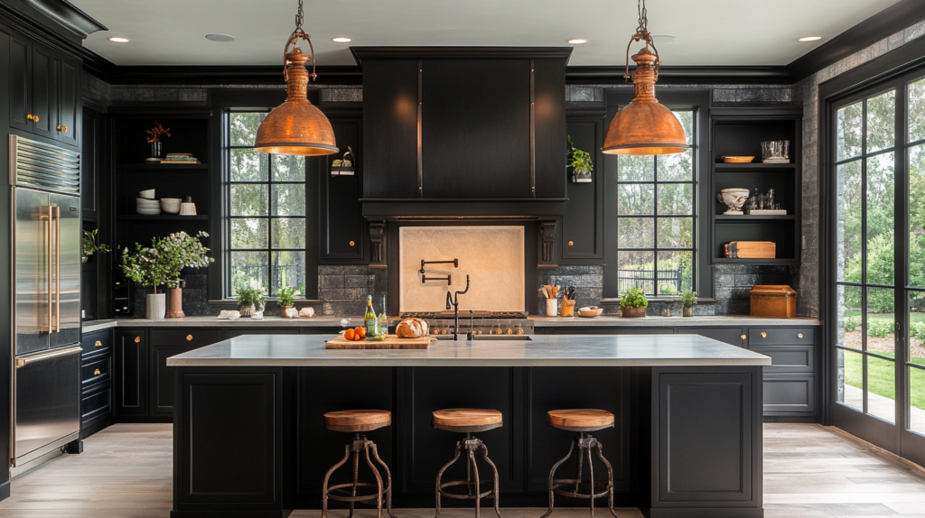 black kitchen cabinets