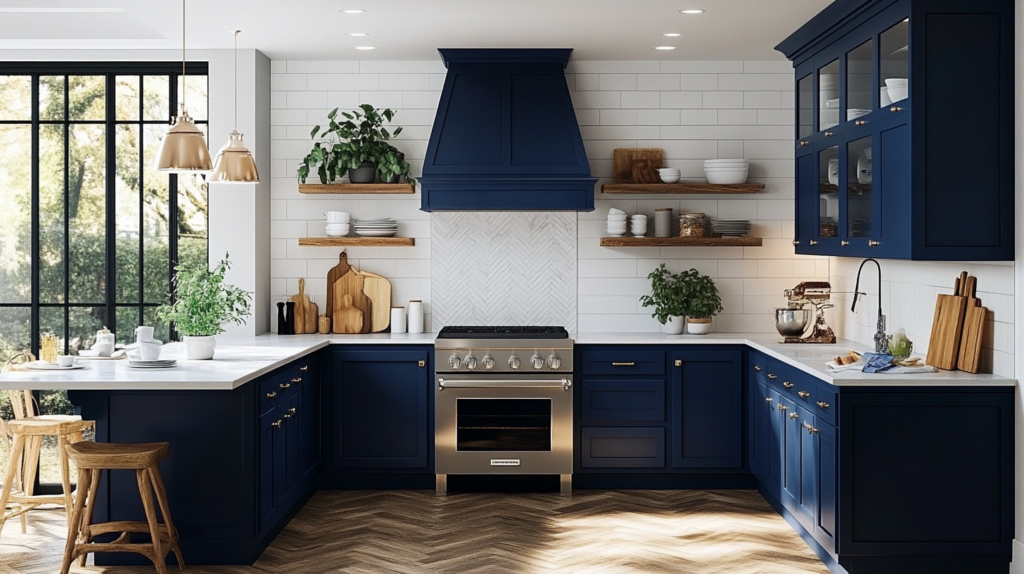 blue kitchen cabinets