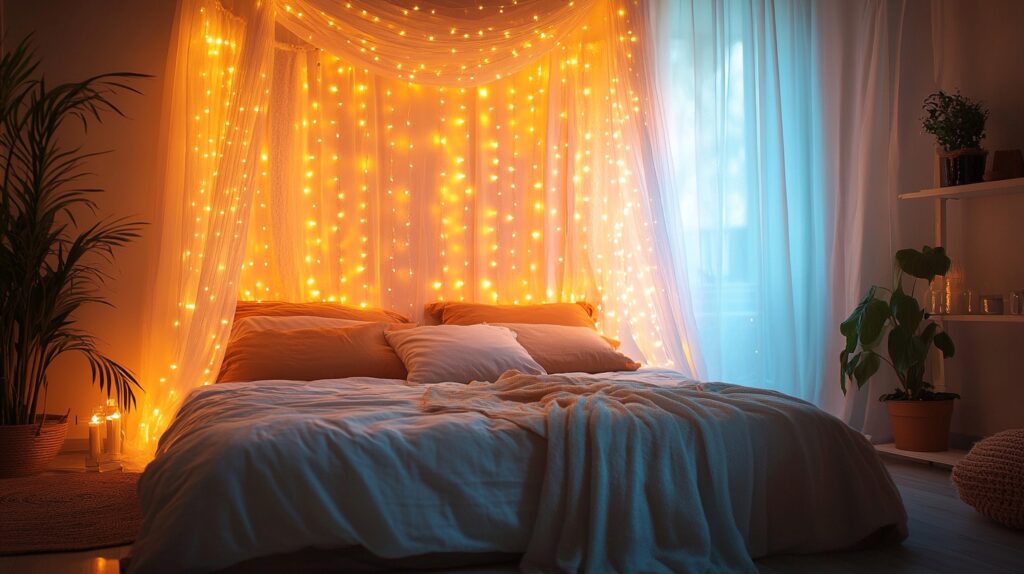 boho fairy lights bedroom ideas