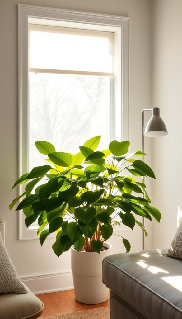 indirect light setup for houseplant